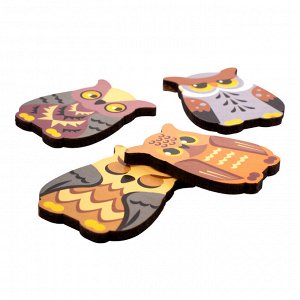 Настольная деревянная игра МЕМО «Совы» (24 фишки в пакете)
