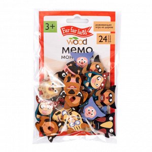 Настольная деревянная игра МЕМО «Монстрики» (24 фишки в пакете)