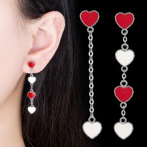 Серьги сердечки стерлинговое серебро