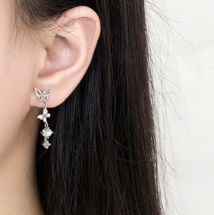 Серьги гвоздики со стразами стерлинговое серебро