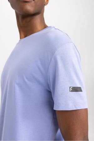 DeFactoFit Стандартная посадка с круглым вырезом и принтом, футболка с короткими рукавами из 100 % хлопка