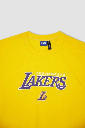 DeFactoFit Футболка свободного кроя с круглым вырезом и короткими рукавами NBA Los Angeles Lakers из 100 % хлопка