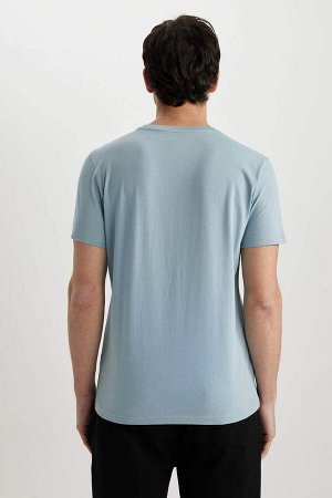Облегающая футболка из 100 % хлопка с короткими рукавами и круглым вырезом с принтом