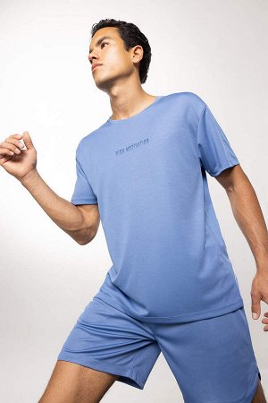 DeFactoFit Спортивная футболка стандартного кроя с круглым вырезом и принтом