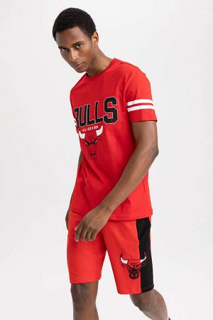 DeFactoFit Футболка стандартного кроя NBA Chicago Bulls с круглым вырезом и короткими рукавами из 100% хлопка