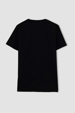 DEFACTO Облегающая футболка с круглым вырезом и короткими рукавами