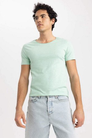 DEFACTO Базовая футболка с коротким рукавом приталенного кроя и круглым вырезом
