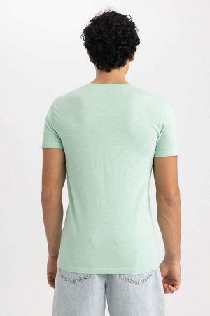 DEFACTO Базовая футболка с коротким рукавом приталенного кроя и круглым вырезом
