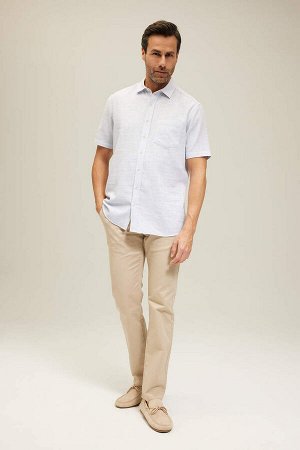 Рубашка стандартного кроя из 100% хлопка с короткими рукавами и текстурой