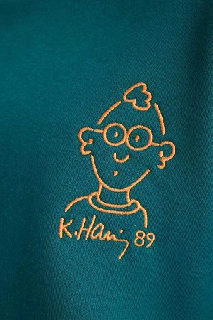Толстовка с капюшоном и принтом на спине Keith Haring Oversize