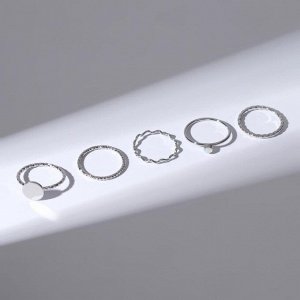 Кольцо набор 5 штук «Идеальные пальчики» свечение, цвет белый в серебре