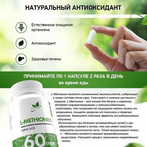 Метионин NaturalSupp L-Methionine 500мг - 60 капсул