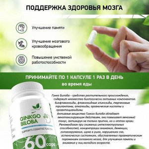 Гинкго билоба NaturalSupp Ginkgo Biloba 130мг - 60 капс