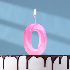 Свеча в торт на шпажке «Грань», цифра "0", 5 см, розовая