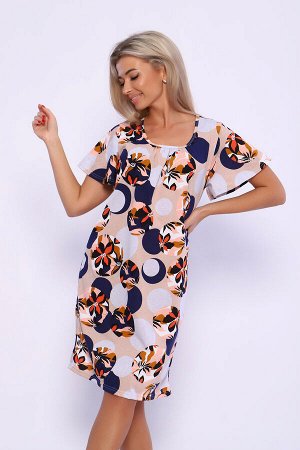 Сорочка Варианты расцветки: коричневый
Ткань:  кулирка, Состав:  100% хлопок
Сорочка свободного кроя с короткими рукавами - крылышками и сборкой по центру выреза горловины. 

Таблица размеров и веса