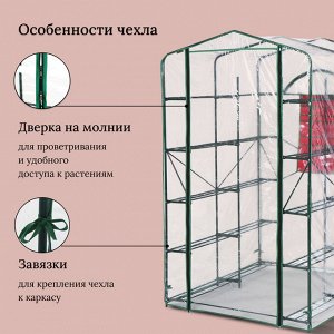 Парник-стеллаж, 20 полок, 191 x 114 x 124 см, металлический каркас d = 16 мм, чехол плёнка 100 мкм