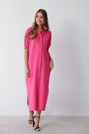 Платье-рубашка розовое