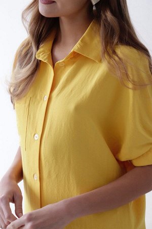 Платье-рубашка лимонное в полоску