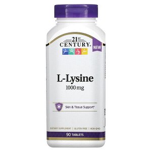 21st Century, L-лизин 1000 мг, 90 таблеток