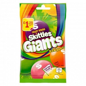 Гигантские кислые драже со вкусом фруктов Skittles Giants Скитлс 116 гр