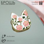 Брошь «Кошечка» цветочный узор, цветная в золоте