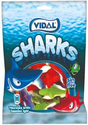 Мармелад в виде акул со вкусом фруктов Vidal Sharks / Видал 100 гр