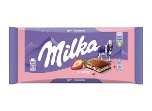 Шоколад Милка клубничный йогурт / Молочный шоколад Milka Strawberry Yoghurt 100 гр