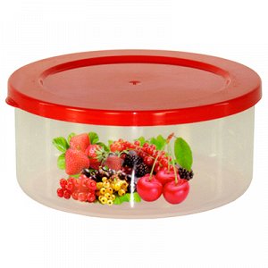 Контейнер для продуктов пластмассовый "Смак" 0,7л, д13см, h6,5см, ягоды, подходит для СВЧ (Россия)