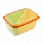 Контейнер-менажница для продуктов пластмассовый 1,8л, 20х15х9,5см, с 2-мя вкладышами, подходит для СВЧ (Россия)