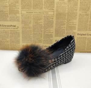 Туфли Туфли, оформленные меховой вставкой спереди цвет: КОРИЧНЕВЫЙ, смесь хлопка. Размер (длина стопы, см): 36 (23см)
