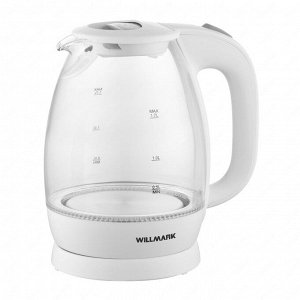 Чайник эл WILLMARK WEK-1705GW (1.7л, пов. на 360 град., LED-подсв., корп. из стекла, белый, 2200Вт)