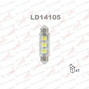 Лампа светодиодная LYNXauto Festoon (SV8.5, T11x41), 12В, 5Вт, 7000К, 1 шт, арт. LD14105