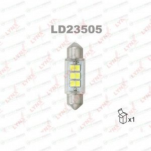 Лампа светодиодная LYNXauto Festoon C5W (SV8.5, T11x35), 24В, 5Вт, 6900К, 1 шт, арт. LD23505