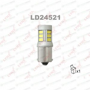 Лампа светодиодная LYNXauto P21W (BA15s, S25), 24В, 21Вт, 6200К, 1 шт, арт. LD24521