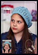 Берет ажурный с люрексом «Лия» (небесн.)