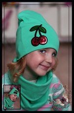 Удлинённая шапка «Cherry» (мята)
со снудом(труба)