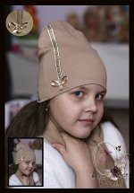 Удл. темно-бежевая шапка «Джульетта»..