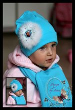 Шапка бирюзовая с композицией &quot;Анна и Эльза&quot;...