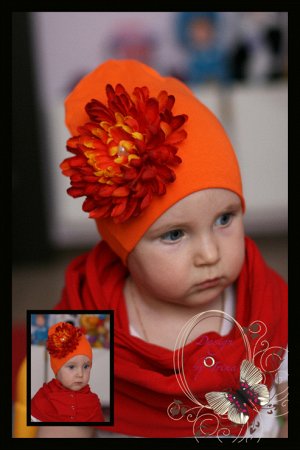 Удл.шапочка оранжевая с хризантемкой Арс...