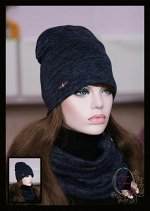 Трикотажный комплект (шапка+снуд) «New Style» (т.синий меланж)
