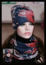 Трикотажный комплект (шапка+снуд) «МАКИ» (син)