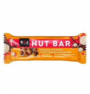 Батончик 1648 ореховый "NUT BAR" МИНДАЛЬ-КАРАМЕЛЬ с хрустящими шариками 40г  шт.