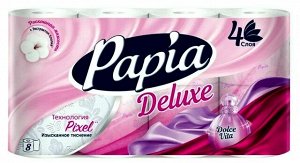 Туалетная бумага PAPIA Deluxe Dolce Vita 4 слоя 8 рулонов