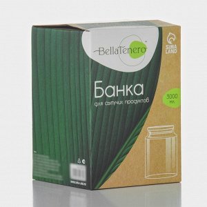 Банка для сыпучих продуктов BellaTenero «Эко», 3 л, 14.5*21 см, с бамбуковой крышкой, стекло, прозрачная