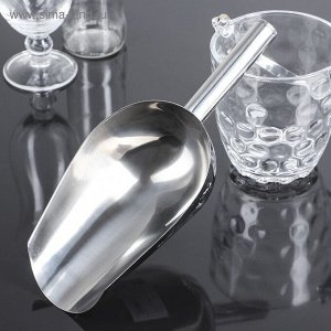 УЦЕНКА Совок из нержавеющей стали для льда и сыпучих продуктов, 30,5?13,5?6 см, цвет хромированный