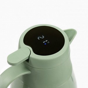 Термос-кофейник, 1.5 л, сохраняет тепло 24 ч, с термометром, стеклянная колба, зеленый