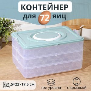 Контейнер для хранения яиц, 31,5?22?17,5 см, в 1 ярусе 24 ячейки, цвет МИКС