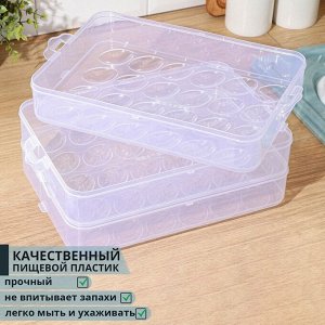 Контейнер для хранения яиц, 31,5?22?17,5 см, в 1 ярусе 24 ячейки, цвет МИКС