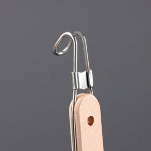 Корзинка для приготовления картошки фри, 35 см, деревянная ручка, металл, серебристая
