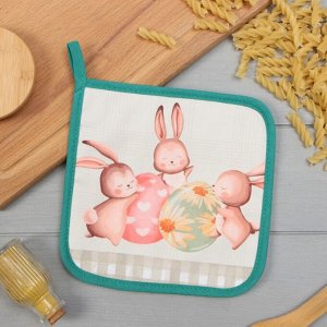 Прихватка «Этель. Пасхальный кролик», 19x19 см, саржа,100% х/л, ватин 250 г/м²